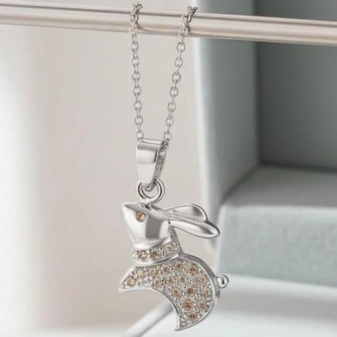 Sterling Silver CZ Moon Hare Pendant