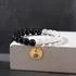 Black Obsidian and Quartz Yin Yang Charm Bracelet
