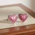 Sterling Silver Pink Enamel Heart Stud Earrings