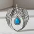 Sterling Silver Blue Opal Angel Wings Pendant