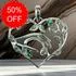 Sterling Silver Caring Hands Heart Pendant with Emerald CZ [Sale]