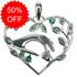 Sterling Silver Caring Hands Heart Pendant with Emerald CZ [Sale]