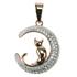 Sterling Silver and Rose Gold Cat On The Moon Pendant