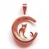 Sterling Silver and Rose Gold Cat On The Moon Pendant