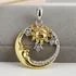Sterling Silver and Gold Moon, Sun & Stars Pendant